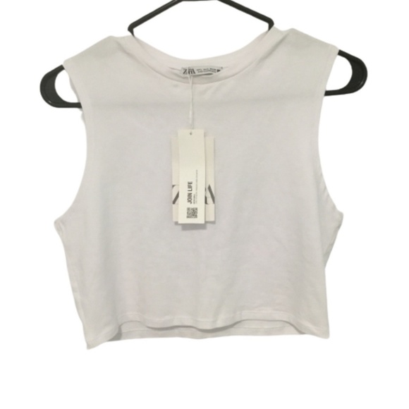Zara Tops - Zara size large, white crop top, new with tags, y2k